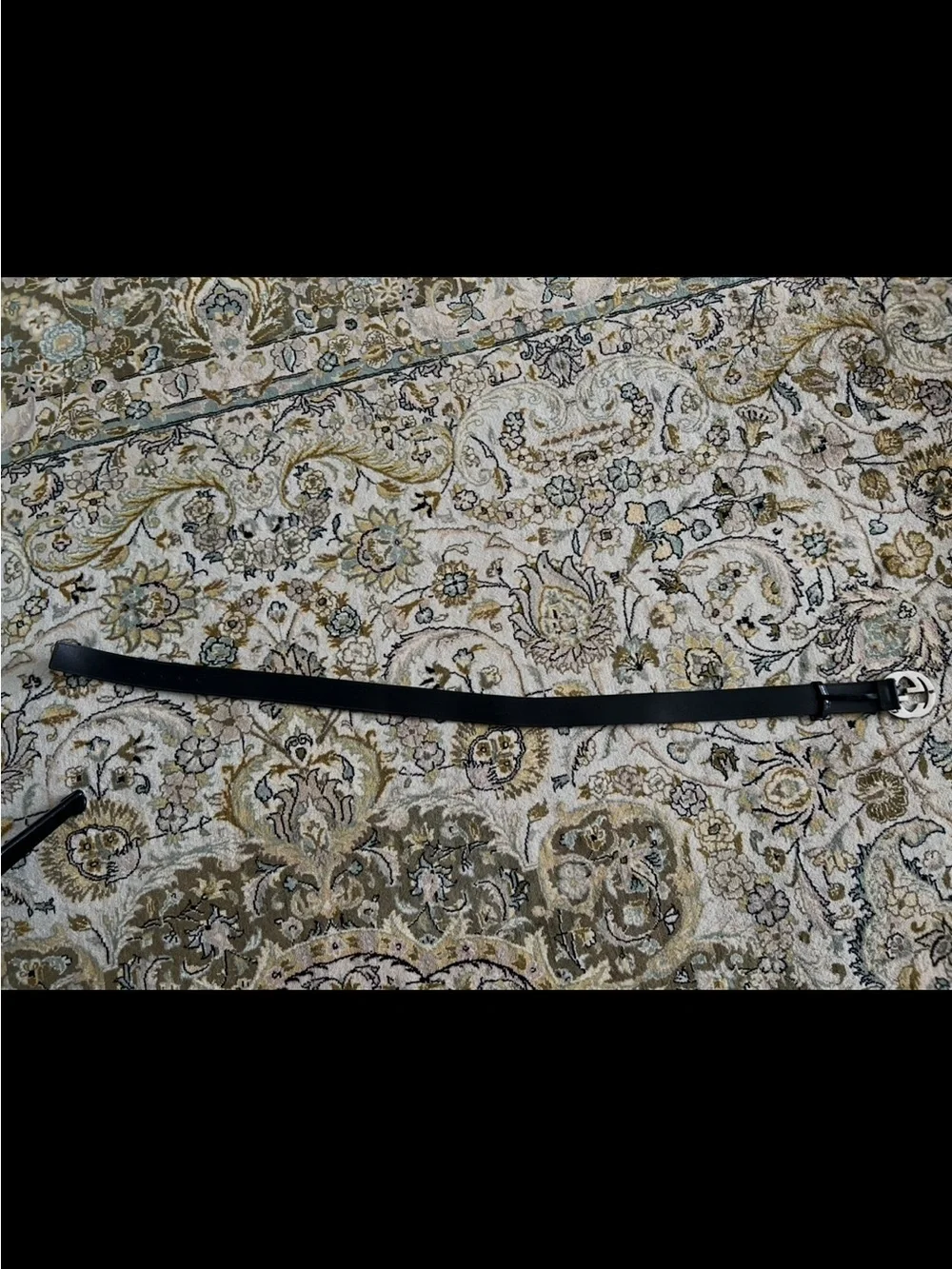 Gucci size 40 Black Leather Belt with Silver Interlocking GG Buckle used